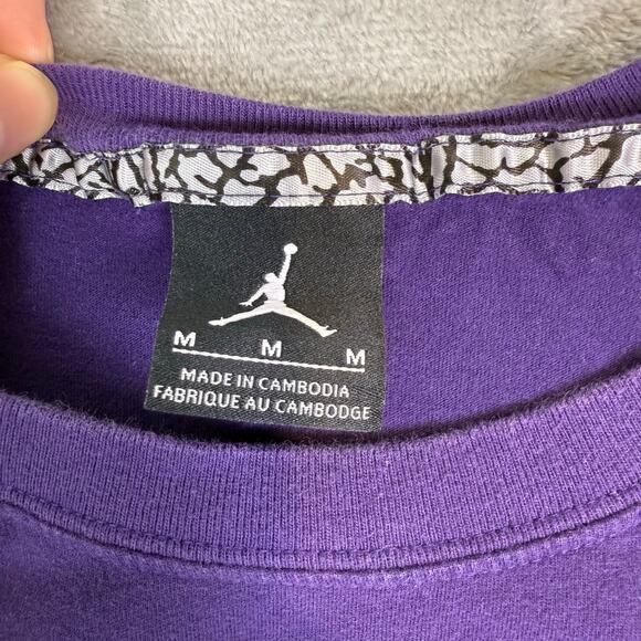 Jordan blue/grey elephant print 3/4 sleeve #23 streetwear tshirt womens Medium - Picture 5 of 8